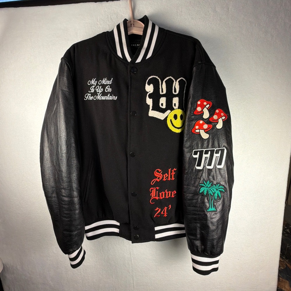 PacSun Mountain Child Varsity Jacket Men's M Trippy Mushroom Y2K Streetwear